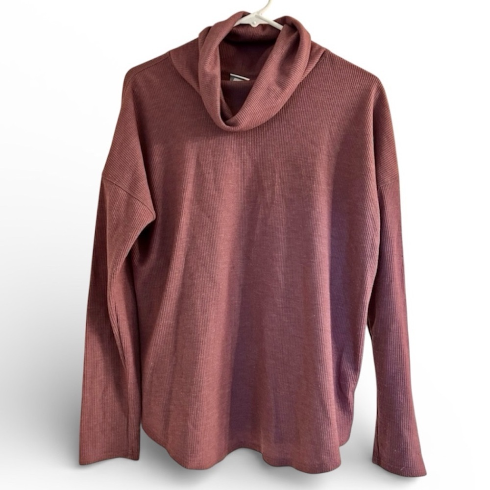 a new day Cowl Neck Sweater Waffle Knit Dusty Rose Women’s Medium EUC